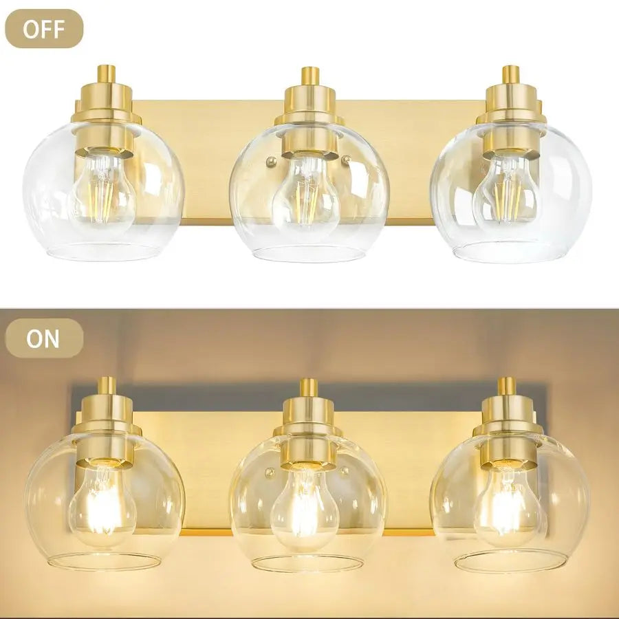 Three Light Vanity Bath Light Fixture Wall Sconce Brushed Brass