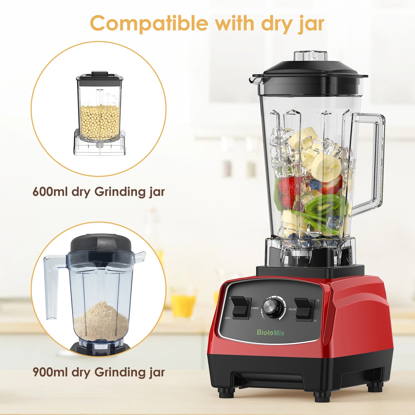 Biolomix 3HP 2200W Heavy-Duty Blender Juicer Food Processor