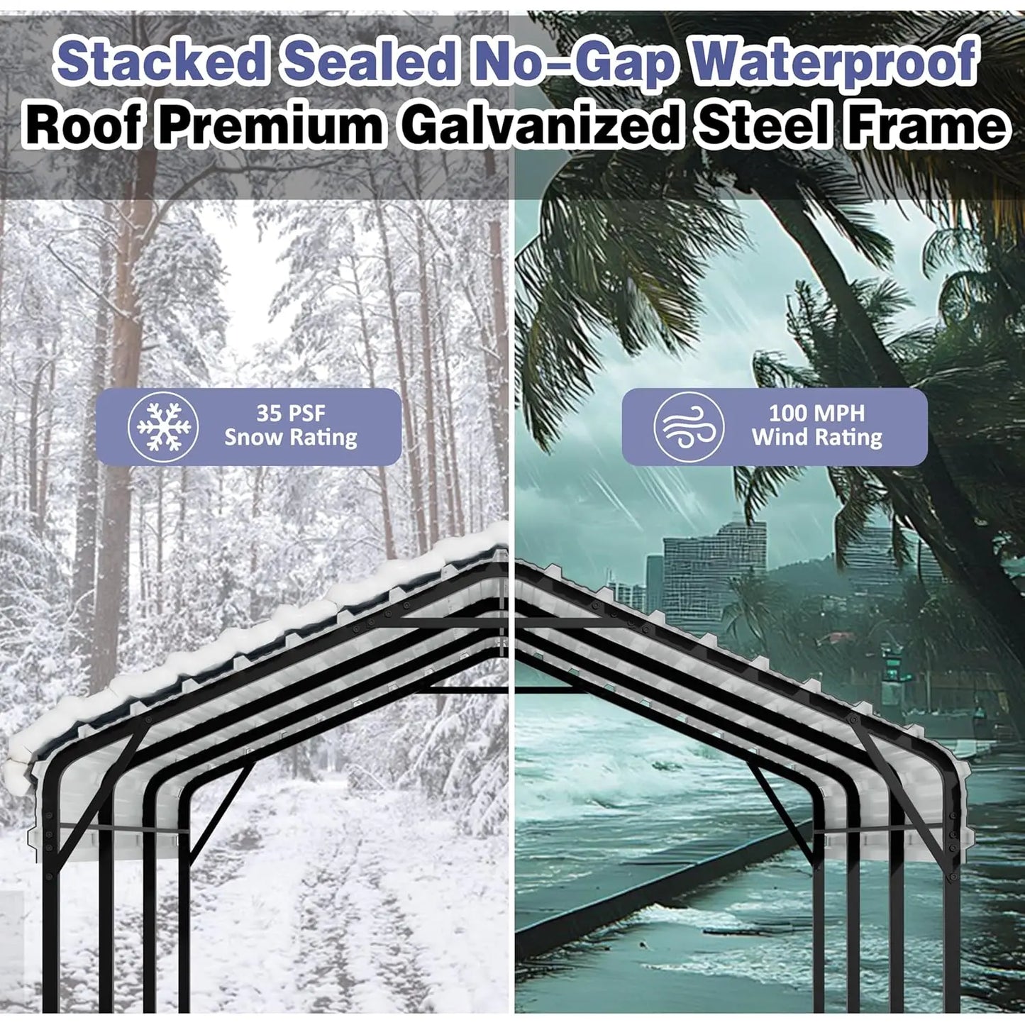 GELU Galvanized Metal Carport Kit For Outdoor Shelter