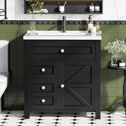 Freestanding Modern Bathroom Vanity With Single Sink Cabinet