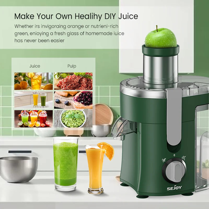 Sejoy 500W Compact Fruit Juicer With Wide Mouth Feed Chute