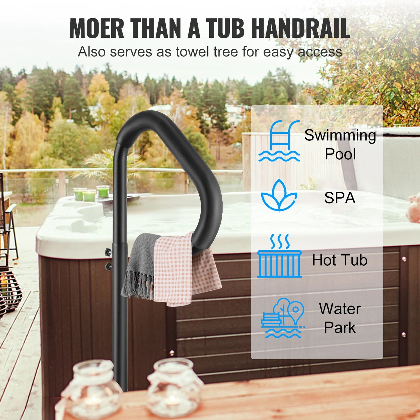 360 Rotatable Spa Handrail Aluminum With Slide Under Mount For Indoor Bath
