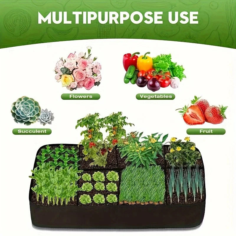 Breathable Garden Bed Grow Bags With 8 Grids For Vegetables