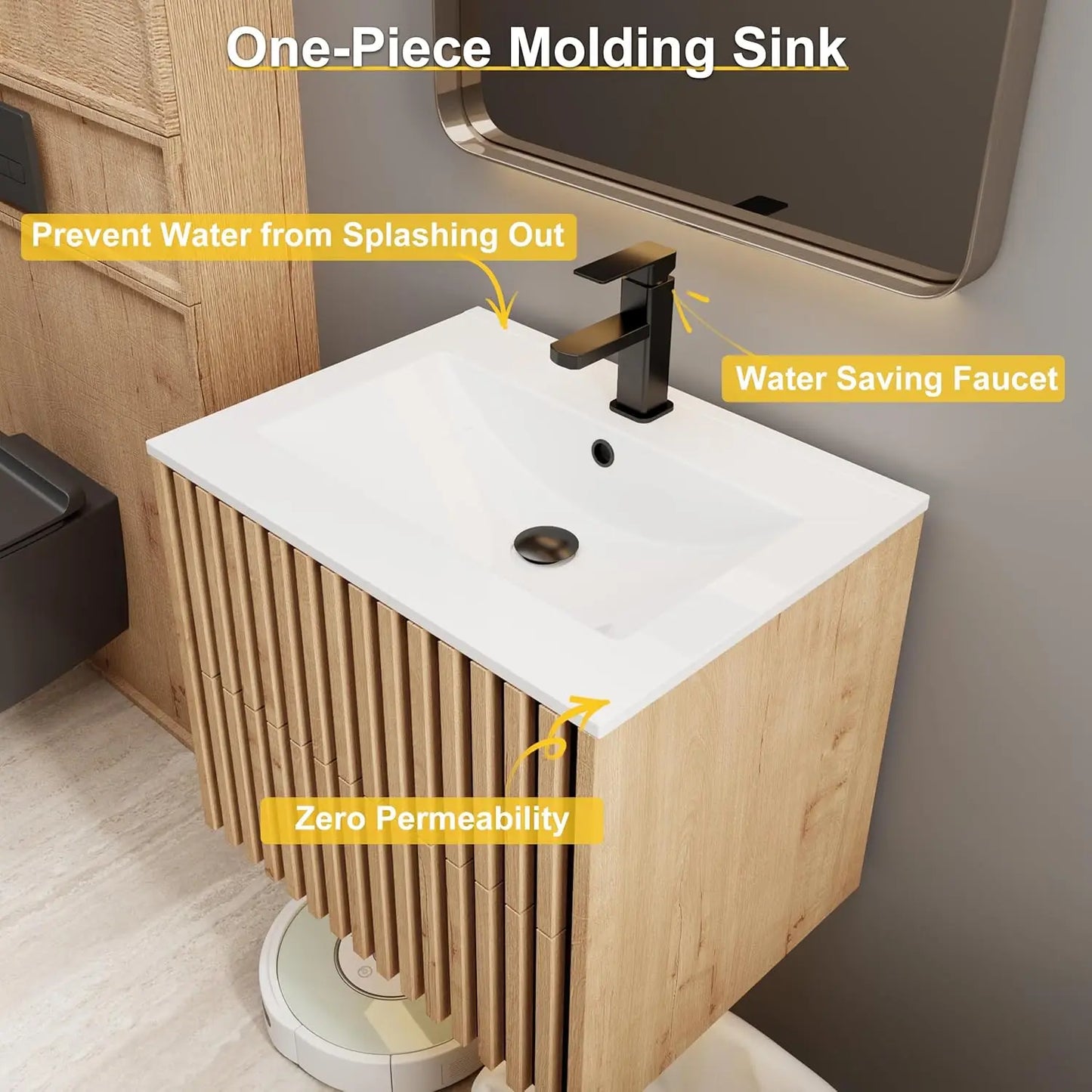 Floating Bathroom Vanity With Undermount Sink Modern Wall Mount Cabinet