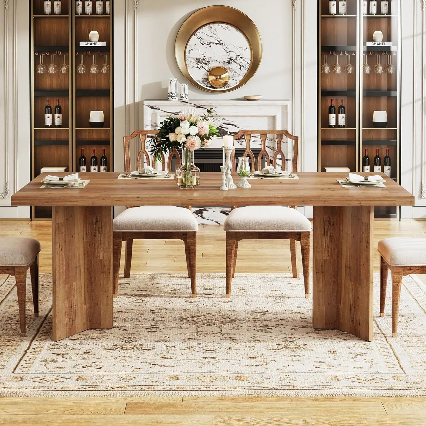 Little Tree Farmhouse Dining Table Rectangular Living Room