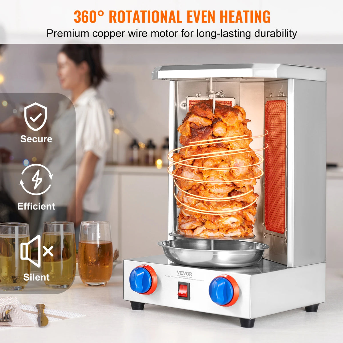 SucceBuy Gas Vertical Shawarma Grill Gyro Rotisserie Cooker