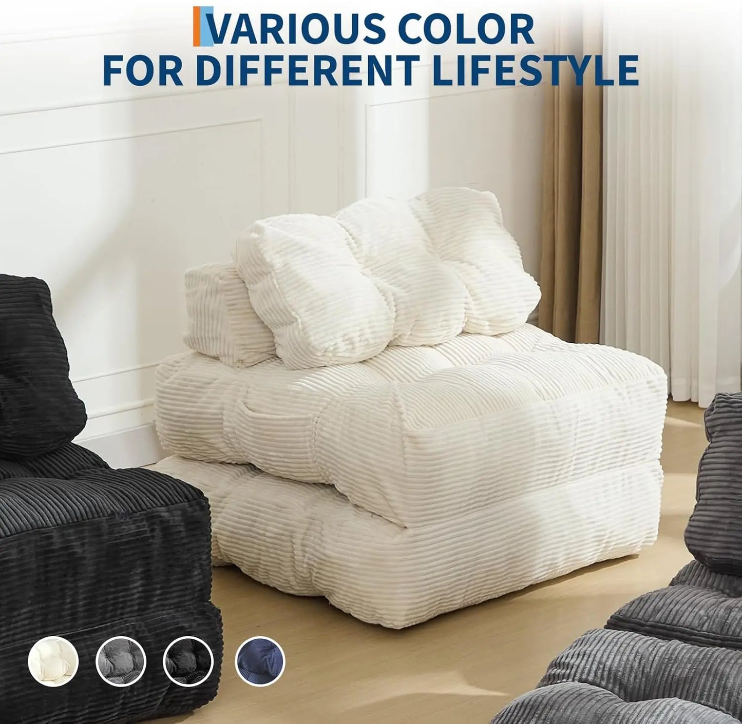HiMISSCN Folding Sofa Bed 3In1 Back Support Convertible Chair