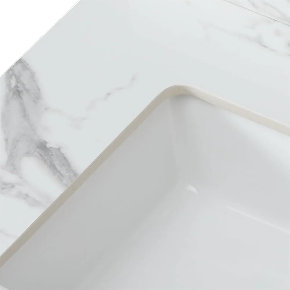 Bathroom Vanity Top, 31 Inch Sintered Stone Vanity Top with Undermount Rectangular Sink, 4" Backsplash, Pre-Drilled Faucet Singl