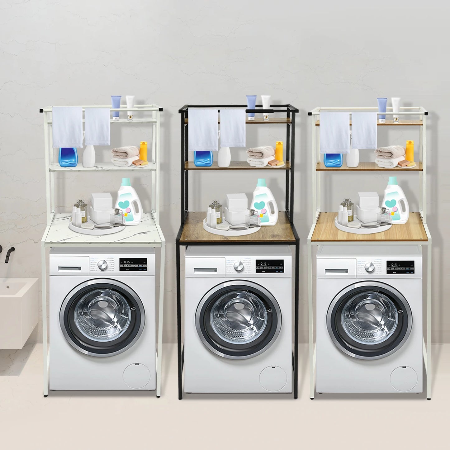 Bymaocar 3 Tier Washer Dryer Shelving Organizer For Laundry