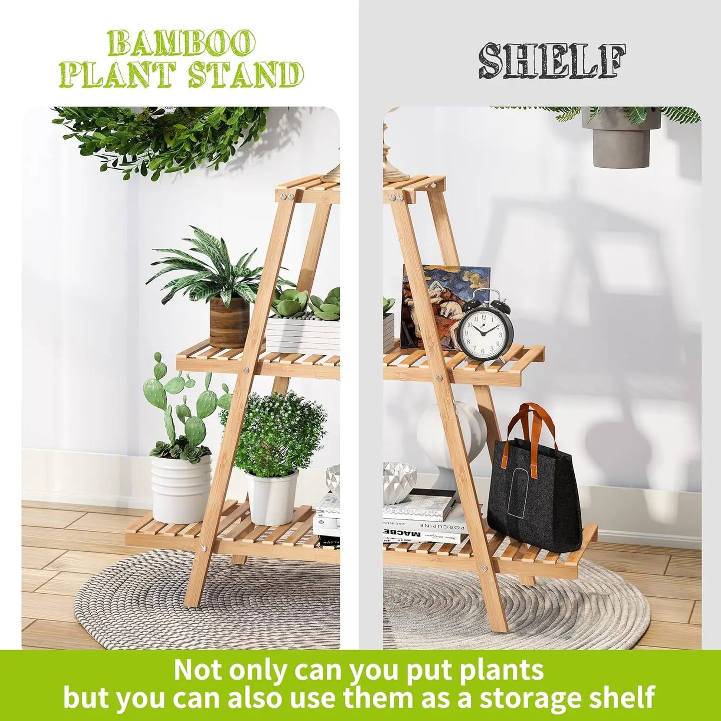 Three Tier Bamboo Plant Stand For Indoor And Outdoor Use